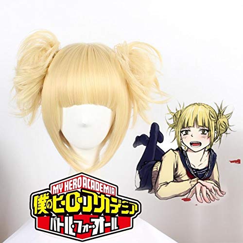 GUANBBD Cosplay Perücke-Meine Boku No Hero Academy Akademia Himiko Toga Schwanz des Pferdes Beständig gegen die Hitze Kurzes blondes Licht Cosplay Perücke+Mütze von GUANBBD