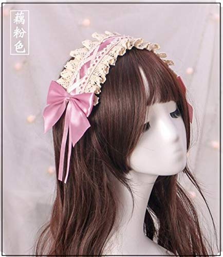 GUANBBD Cosplay Perücke-Süße Lolita Haarschmuck Haarband Haarnadel Spitze Accessoire Cosplay Perücke Rosa Lila Rot Blau Süß Lolita Cosplay Mädchen Frauen Rosa von GUANBBD