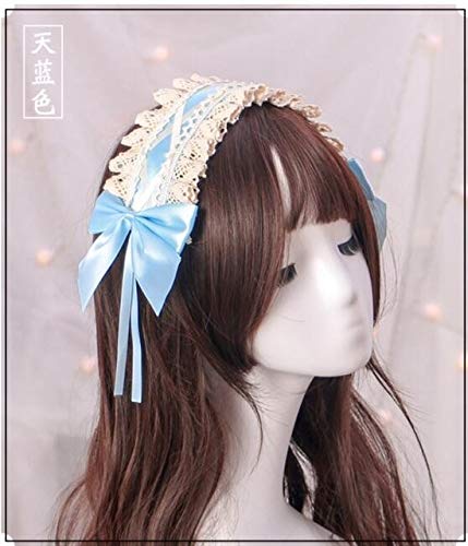 GUANBBD Cosplay Perücke-Süße Lolita Haarschmuck Haarband Haarnadel Spitze Accessoire Cosplay Perücke Rosa Lila Rot Blau Süße Lolita Cosplay Mädchen Frauen hellblau von GUANBBD