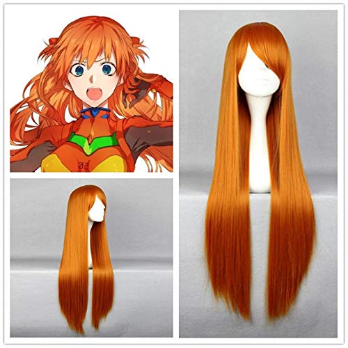 GUANBBD Japan Anime EVA FRAUEN Asuka Langley Soryu Cosplay Perücke Frauen Asuka Orange lange glatte Haar Perücke Inoue Orihime Orange Perücke One Size Orange von GUANBBD