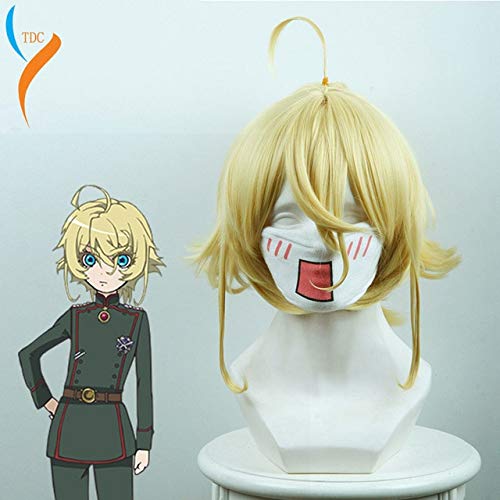 GUANBBD Youjo Senki Tanya von Degurechaff Cosplay Perücke Kurz Straight für Frauen Hitzebeständiges Kunsthaar Anime Kostüm Perücke Blond One Size Gold von GUANBBD