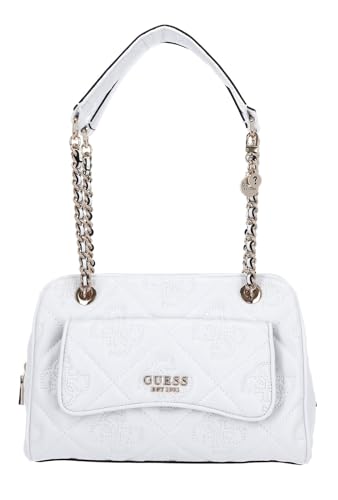 GUESS Damen Marieke Girlfriend Shoulder Satchel Schultertasche, Umhängetasche, Weißes Logo von GUESS