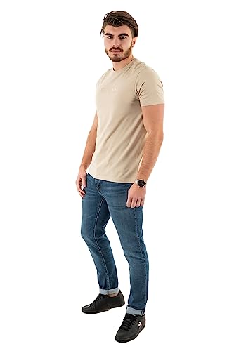 GUESS Besticktes Logo-T-Shirt, SS Classic PIMA EMB, M2BP47K7HD0-NMD, Beige, XXL von GUESS