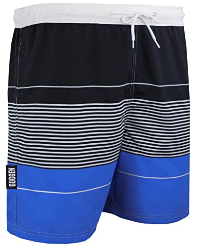 GUGGEN Mountain Badehose für Herren Schnelltrocknende Badeshorts 880 mit Kordelzug Beachshorts Boardshorts Schwimmhose Männer gestreift Farbe Blau gestreift L von GUGGEN Mountain