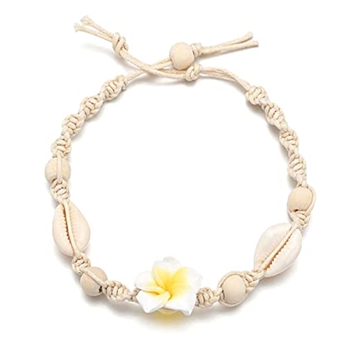 GUHEXIA Modische Muschel-Fußkettchen-Armbänder, Perlen-Fußkette, Meer, Strand, Blumen-Fuß-Knöchelarmband für Frauen und Teenager-Mädchen von GUHEXIA