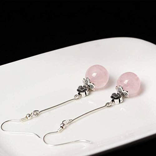 Ohrstecker für Damen, koreanischer Stil, S925-Silber, Temperament, transparenter Kristall-Ohrring, Blumen-Ohrring, Retro, schlicht, modisch, Ohrhaken-Ohrringe (rosa Kristall 925 Silber) von GUHPZA