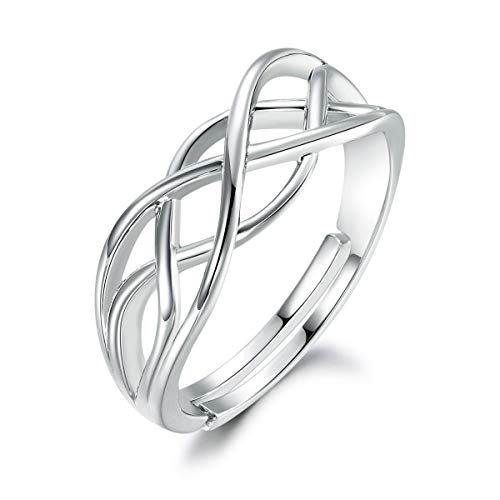 GULICX Damen Ringe 925 Sterling Silber, Kreuz Hochzeitsring Liebesknoten Eheringe Verlobungsring Band Ring, Größe 49 bis 65, Perfekt Geschenk für Frau/Freundin zum Geburtstag, Kommt mit Geschenk-box von GULICX