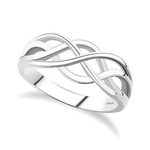 GULICX Hochzeitsringe 925 Sterling Silber, Damen Kreuz Liebesknoten Eheringe Verlobungsring Band Ring, Größe 49 bis 66, Perfekt Geschenk für Frau/Freundin zum Geburtstag, Kommt mit Geschenk-box von GULICX