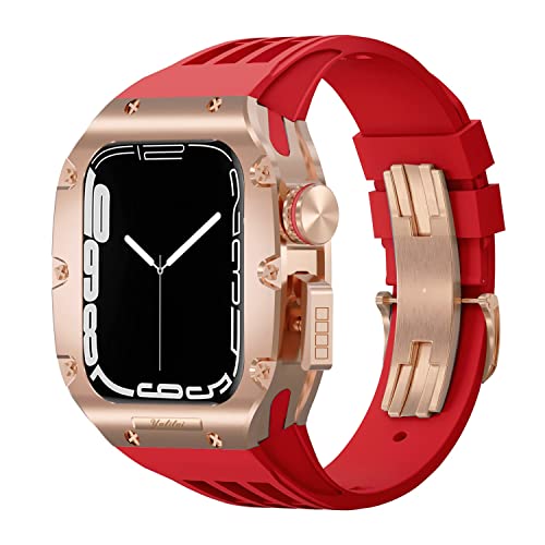GUMMMY Uhrengehäuse und Armband aus Titanlegierung, für Apple Watch 6, 5, 4, SE, 44 mm, Modifikation, Legierungsrahmen, Gummiband, für iWatch Serie 8, 7, 45 mm, 44mm, Achat von GUMMMY