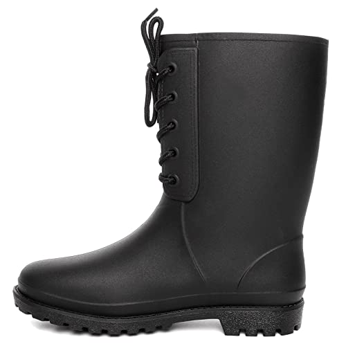 GURGER Gummistiefel Damen Hoch Frauen Regenstiefel Stiefeletten Wasserdicht Gartenarbeit Mode Outdoor Boots Schwarz 41 EU von GURGER