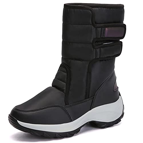 GURGER Schneestiefel Damen Winter Gefüttert Winterstiefel Warme Schneeschuhe Wasserdicht Trekking Winterschuhe Winterboots Schwarz Größe 39 von GURGER