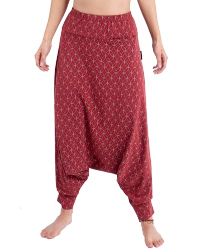 GURU SHOP Afghani Hose aus Bio-Baumwolle, Organic Haremshose, Pluderhose, Yogahose, Aladinhose, Bordeauxrot, Size:S (36) von GURU SHOP