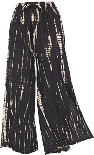 GURU SHOP Batik Palazzohose, Hosenrock, Schlaghose, Hippie Goa Hose, Damen, Schwarz, Synthetisch, Size:38 von GURU SHOP