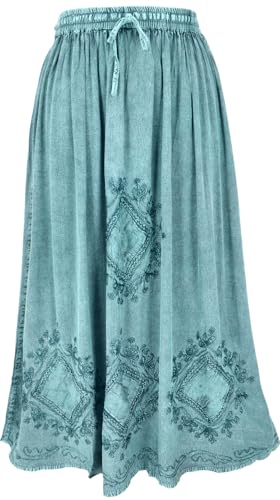 GURU SHOP Bestickter Boho Hippierock, Indischer Maxirock - Aqua/Design 9, Damen, Synthetisch GURU SHOP Bestickter Boho Hippierock, Indischer Maxirock - Aqua/Design 9, Damen, Synthetisch von GURU SHOP