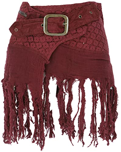 GURU SHOP Goa Minirock, Wickelrock, Cacheur, Damen, Bordeauxrot, Baumwolle, Size:40, Röcke Alternative Bekleidung von GURU SHOP