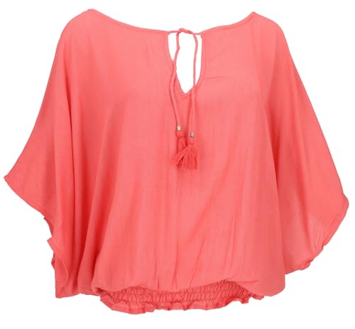 GURU SHOP Luftige Boho Bluse, Maxibluse mit Fledermaus Ärmeln - Lachsorange, Damen, Synthetisch GURU SHOP Luftige Boho Bluse, Maxibluse mit Fledermaus Ärmeln - Lachsorange, Damen, Synthetisch von GURU SHOP