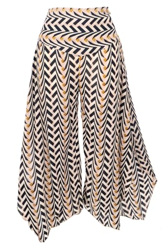 GURU SHOP Palazzohose, Weite Bedruckte Boho Sommerhose, Weiter Hosenrock - Beige/schwarz, Damen, Synthetisch, Size:S GURU SHOP Palazzohose, Weite Bedruckte Boho Sommerhose, Weiter Hosenrock - Beige/schwarz, Damen, Synthetisch, Size:S von GURU SHOP