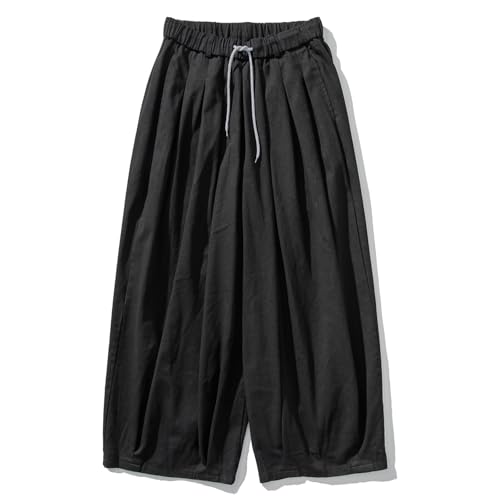 GURUNVANI Herren-Haremshose mit weitem Bein, japanische lockere Passform, leger, elastischer Bund, Schwarz, XL GURUNVANI Herren-Haremshose mit weitem Bein, japanische lockere Passform, leger, elastischer Bund, Schwarz, XL von GURUNVANI