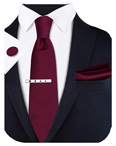 GUSLESON Krawatten- und Einstecktuch-Manschettenknöpfe, 8 cm, einfarbig, Set, Burgunder, Allgemeines von GUSLESON