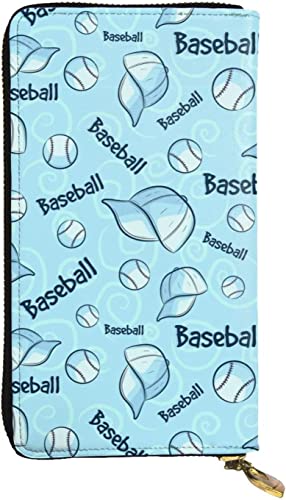Blaues nahtloses Muster mit Baseball-Geldbörsen Große Kapazitäts-Geldbörse für Männer Frauen-Geldbörsen Kreditkarte Mikrofaser-Leder-Geldbörse von GUVAA