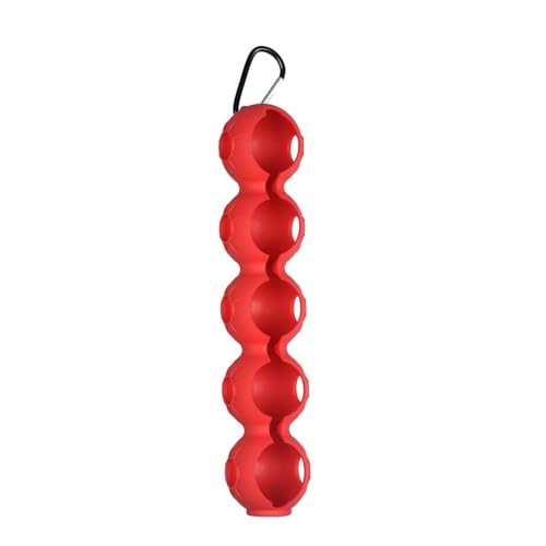 GVRGO Golfball-Halter, tragbare Aufbewahrung für 5 Golfbälle, Outdoor-Golftasche, Zubehör, Gürtel, Schlüsselanhänger, Geschenke für Männer, Frauen und Kinder, Rot von GVRGO