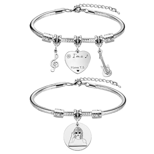 GWAWG 2 PCS Pop Singer Armbänder Sänger Inspiriert Freundschaft Armband für Women Merch Fans Geschenk Liebhaber Geschenke TS Musik Armband Schmuck Geschenke für Fans von GWAWG