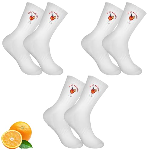 GWAWG Aperol Socken 3 Paar Lustige Tennissocken mit Aperol Spritz Motiv, Bequeme Baumwollsocken für Damen und Herren, Geschenk für Aperol Fans, EU Größe 36-42 GWAWG Aperol Socken 3 Paar Lustige Tennissocken mit Aperol Spritz Motiv, Bequeme Baumwollsocken für Damen und Herren, Geschenk für Aperol Fans, EU Größe 36-42 von GWAWG