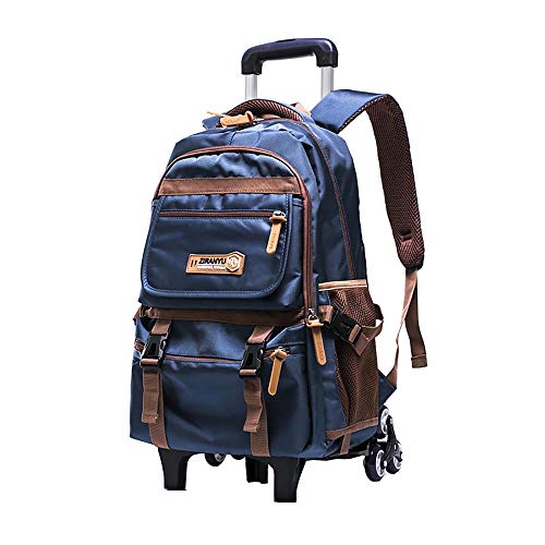 GWBI Trolley Rucksack Schulrucksack Trolley Schultrolley 6 Räder Schulranzen Mädchen Groß Trolley Schultasche Wasserdichter Rucksack mit Rollen für Mädchens Teenager und Kinder blue von GWBI