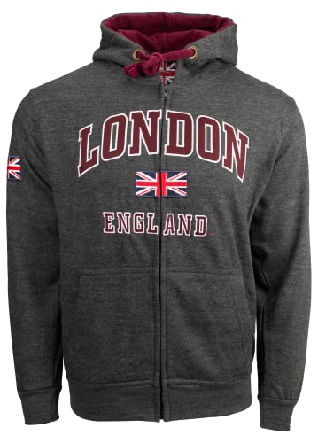 GWCC LE129ZCM Unisex London England Kapuzen-Sweatshirt mit Reißverschluss, Anthrazit, Größe XS bis 4XL, mit Metall-Anstecknadel, anthrazit, 4XL GWCC LE129ZCM Unisex London England Kapuzen-Sweatshirt mit Reißverschluss, Anthrazit, Größe XS bis 4XL, mit Metall-Anstecknadel, anthrazit, 4XL von GWCC