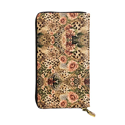 GWINDI Gestreifte Leoparden-Männer und Frauen Leder Brieftaschen Clutches Und Brieftaschen Weiches Leder Drucken Reißverschluss Multi Kartenfächer, Gestreifter Leopard, Einheitsgröße von GWINDI