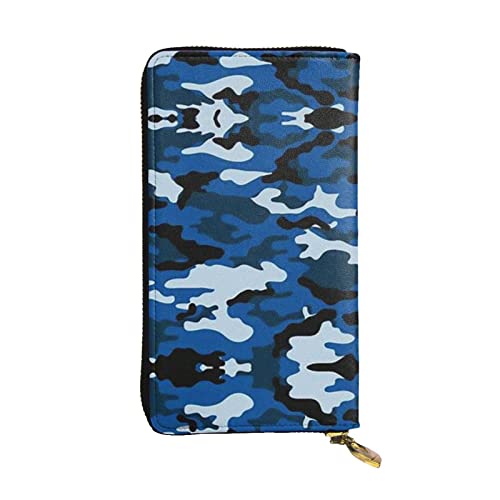 Xmas Lustige Zwerge Herren Und Frauen Leder Geldbörsen Clutches Und Brieftaschen Weiches Leder Print Reißverschluss Multi Kartenfächer, blau camouflage, Einheitsgröße von GWINDI