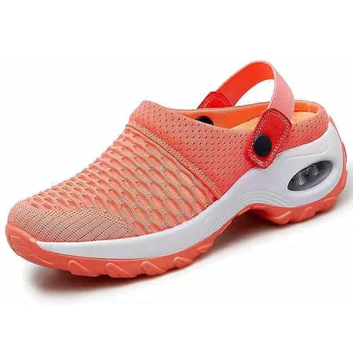 GYCF Air Cushion Bequeme Slip-On Schuhe Sandalen Wanderschuhe für Damen,Orthopädische Diabetiker Turnschuhe,Atmungsaktive Slip-On-Sneaker für Damen,Orange,36EU von GYCF