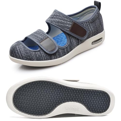 GYCF Diabetiker Schuhe,Orthopädische Sandalen Herren Damen,Extra Weit Senioren Pantoffeln Verstellbar Rutschfeste Open Toe Slipper Rehaschuhe für Füße,A07,41EU von GYCF