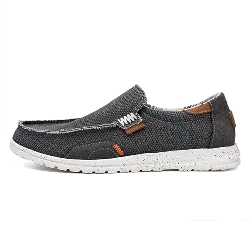 GYCF Herren Mokassin,Reinschlüpfen Schuhe,Atmungsaktives Walkingschuhe Beiläufig rutschfeste,Laufschuhe Loafers Freizeit Schuhe Flache Fahren Halbschuhe,Grau,48EU von GYCF