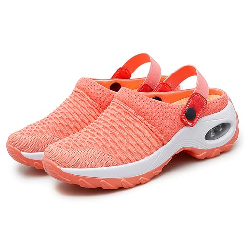 GYCF Luftkissen-Slip-On-Wanderschuhe Für Damen,Orthopädische Diabetiker Sandalen Mit Fußgewölbeunterstützung Für Frauen,Leichtem Luftpolster Turnschuhe,Orange,35EU von GYCF