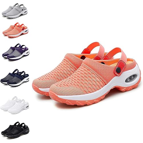 GYCF Luftpolster rutschfeste Freizeitschuhe Sportschuhe,Orthopädische Diabetiker Sandalen Mit Fußgewölbeunterstützung Für Frauen,Leichtem Turnschuhe,Orange,35EU von GYCF