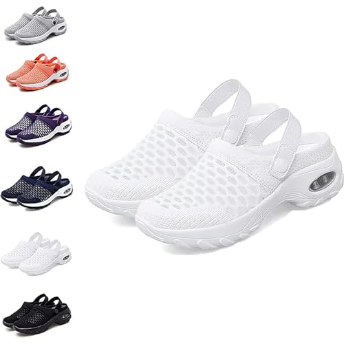 GYCF Luftpolster rutschfeste Freizeitschuhe Sportschuhe,Orthopädische Diabetiker Sandalen Mit Fußgewölbeunterstützung Für Frauen,Leichtem Turnschuhe,Weiß,36EU von GYCF