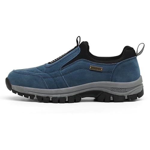 GYCF Orthopädische Schuhe Herren,wasserdichte Wanderstiefel Outdoor Schuhe Trekking Trails Wildleder EIN Fuß Steigbügel Walking Schuhe Schuhe Anti-Rutsch,Blau,45EU von GYCF