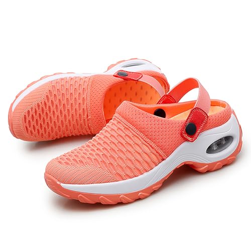 GYCF Orthopädische Schuhe für Damen,Luftpolster Mesh Diabetiker Turnschuhe Mit Luftkissen,Komfort Damen Freizeitschuhe Plateau Schuhe,Orange,36EU von GYCF