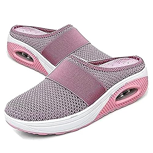 Air Cushion Slip-On Walking Shoes Orthopädische Diabetiker-Wanderschuhe, orthopädische Schuhe für Damen, atmungsaktiv, lässig, Luftkissen, Schlupfschuhe, Outdoor-Walking-Sneaker,Rosa,40EU von GYCS