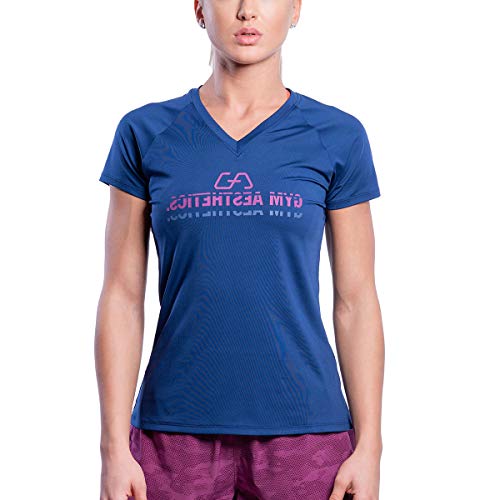 GYM AESTHETICS Sportshirt Damen Kurzarm Fitness Shirt Damen Sport Oberteile Damen Funktionsshirt Damen Atmungsaktiv Anti-schweiß Trainingsshirt Sportbekleidung Slim Fit Damen Tops Für Gym und Training von GYM AESTHETICS