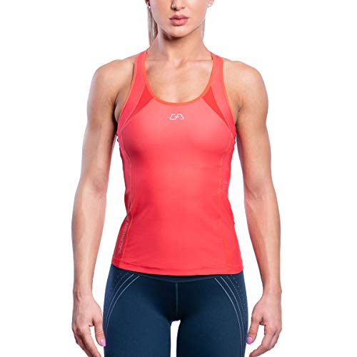 GYM AESTHETICS Damen Performance Tank Top Ärmelloses Racerback Shirt Schnelltrocknend Einstellbarer Rücken Bewegungsfreiheit, Fitness Training und andere Sport in Koralle(XS) von GYM AESTHETICS