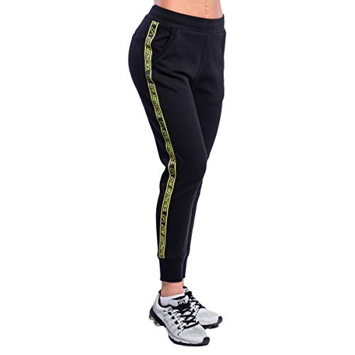 GYM AESTHETICS Damen Training Sporthose Sweatpants Jogginghosen Baumwoll Stretch Bequem mit Bündchen Reißverschlusstaschen, Training und andere Sport in Schwarz (M) von GYM AESTHETICS