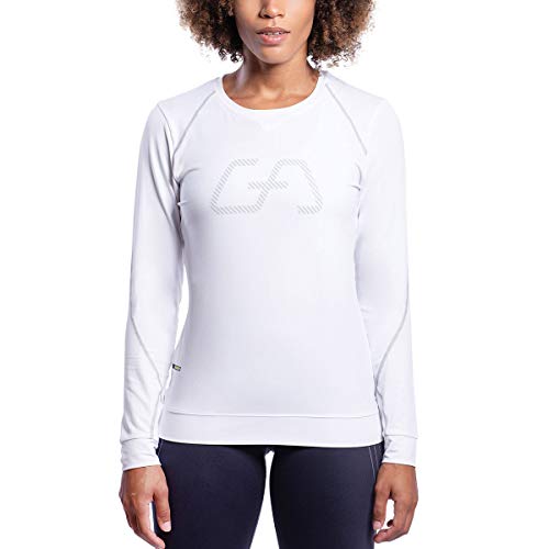 GYM AESTHETICS Damen Training T-Shirt Langarm Rundhals UV-Schutz Antistatisch Feuchtigkeitsregulierung, Fitness und andere Sportart in Weiß(XS) von GYM AESTHETICS