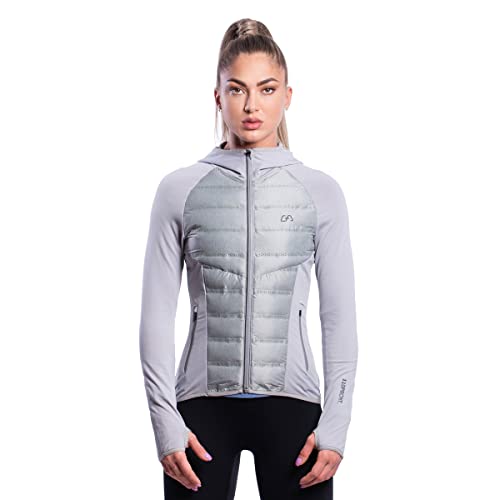 GYM AESTHETICS | Ultrasonic 2.0 Trainingsjacke Damen Atmungsaktiv Running Hybrid Jacke, wasserdicht mit Reißverschluss primaloft Wanderjacke Kapuzenjacke von GYM AESTHETICS