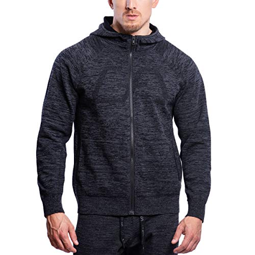 GYM AESTHETICS Herren Funktions Baumwollhandgefühl Kapuzenjacke mit Reißverschluss Atmungsaktiv Sweatjacke Hoodie komfortable Strickjacke Sportjacke Outdoorjacke für Männer, Für Training und Sport von GYM AESTHETICS