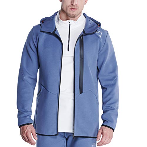 GYM AESTHETICS | Herren OutRun Jacke Softshelljacke Sportjacke Laufjacke mit Reißverschluss Muskelbetontes, Rennen und andere Sport in Blau (L) von GYM AESTHETICS