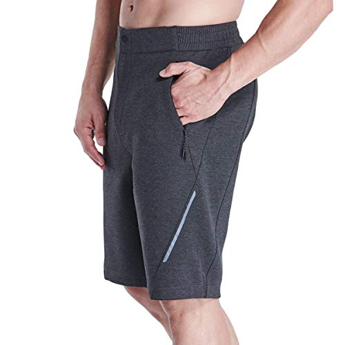 GYM AESTHETICS | Herren Outrun 9 Zoll Short Sporthose Kurze Hose Slim Fit Wärmeregulierung Bewegungsfreiheit mit Taschen in Melange Holzkohle (M) von GYM AESTHETICS