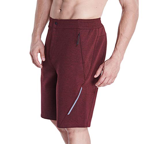 GYM AESTHETICS | Herren Outrun 9 Zoll Short Sporthose Kurze Hose Slim Fit Wärmeregulierung Bewegungsfreiheit mit Taschen in Melange Rot (L) von GYM AESTHETICS