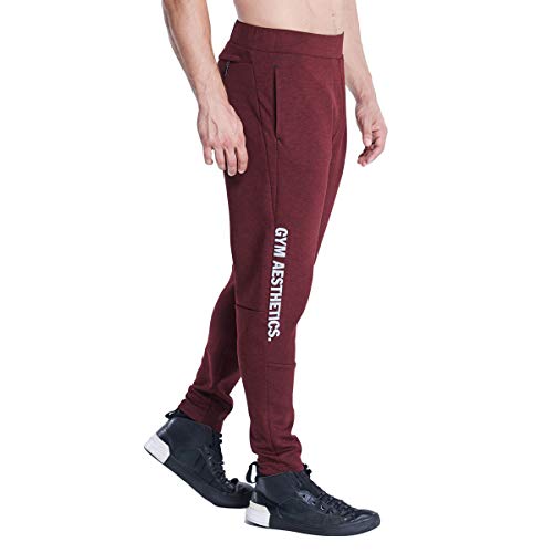 GYM AESTHETICS | Herren Outrun Straight-Fit Jogginghosen Sporthose Freizeithose Slim Fit Wärmeregulierung, Jungen und andere Sport in Melange Red (XL) von GYM AESTHETICS